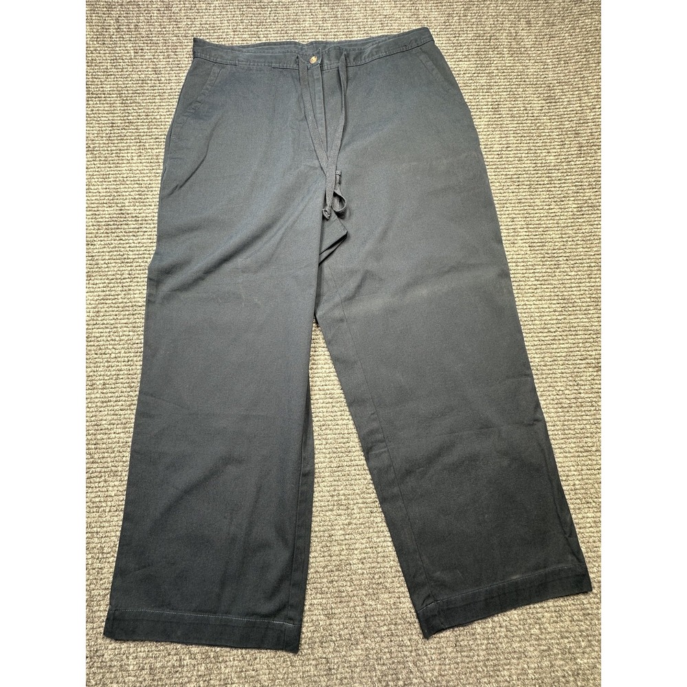 LL Bean Pants Womens‎ 16 Regular Blue 100% Cotton Relaxed Fit Drawstring Casual